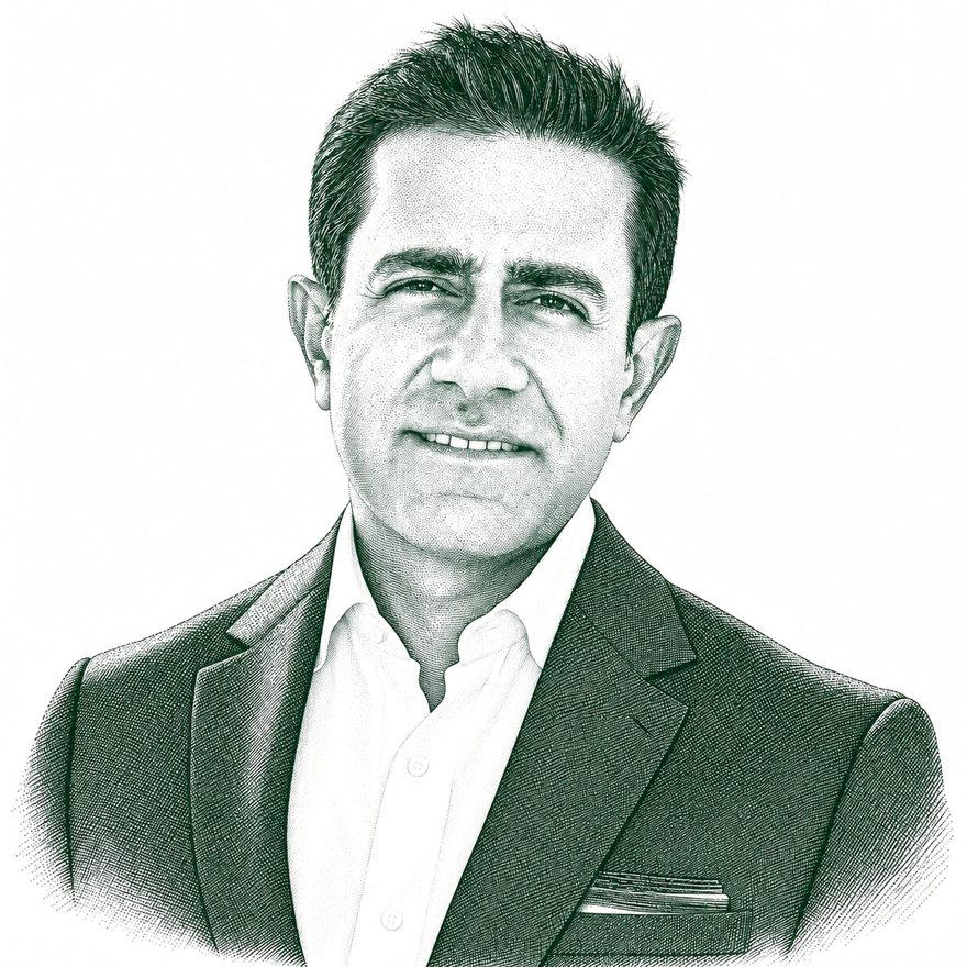 Engraved portrait of Ali Abhary
