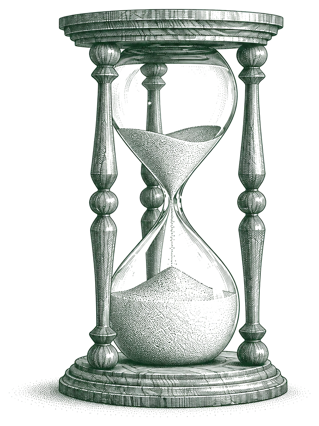 Engraving of an hourglass