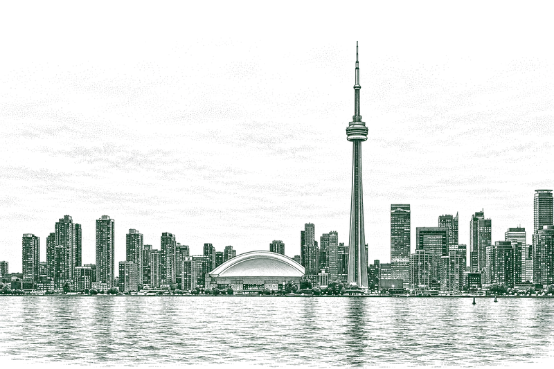 Engraving of the Toronto skyline from the lake